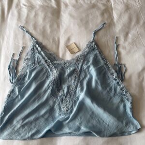 Tags on Free people Light Blue Lace Trim Camisole